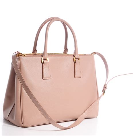 prada tote lux double zip medium saffiano leather cammeo nude|prada leather bag.